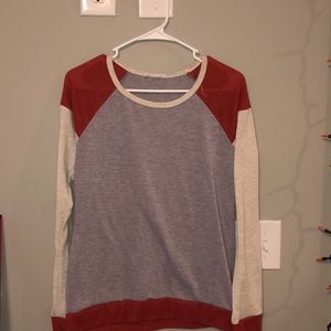 long sleeve sweater grey,dark orange, off-white